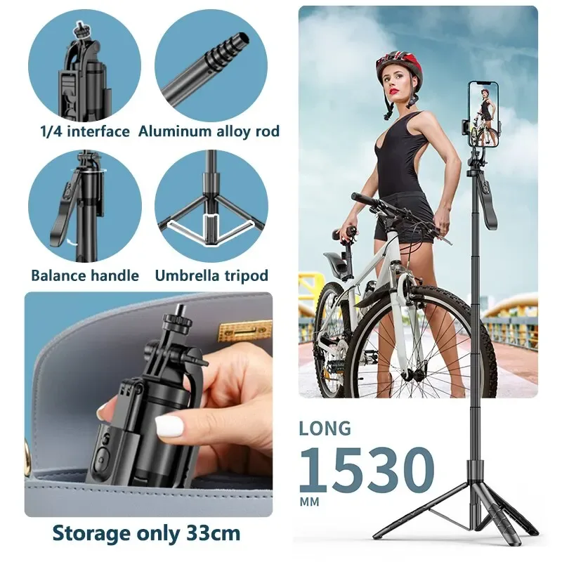 Trépied Perche Selfie Sans Fil KEELEAD L16 (1530 mm) Pliable pour Smartphones et Caméras d'Action - Image 6