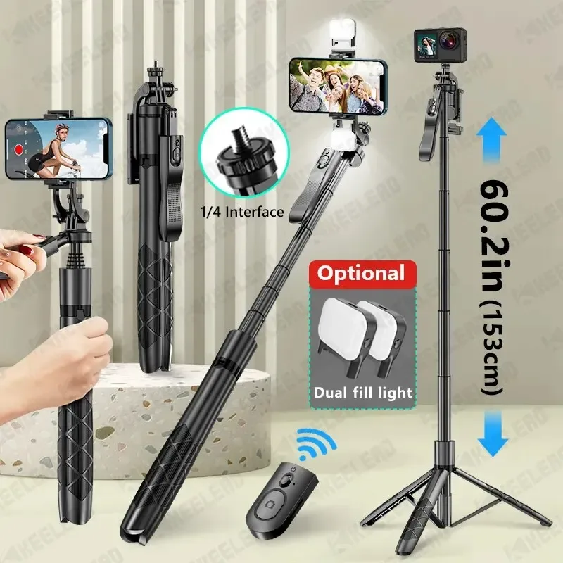 Trépied Perche Selfie Sans Fil KEELEAD L16 (1530 mm) Pliable pour Smartphones et Caméras d'Action - Image 1