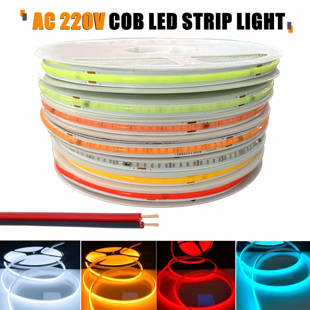 Ruban LED COB Multicolore 220V à Intensité Variable, IRC 95, 240 LED/m (5m/10m) - Image 1