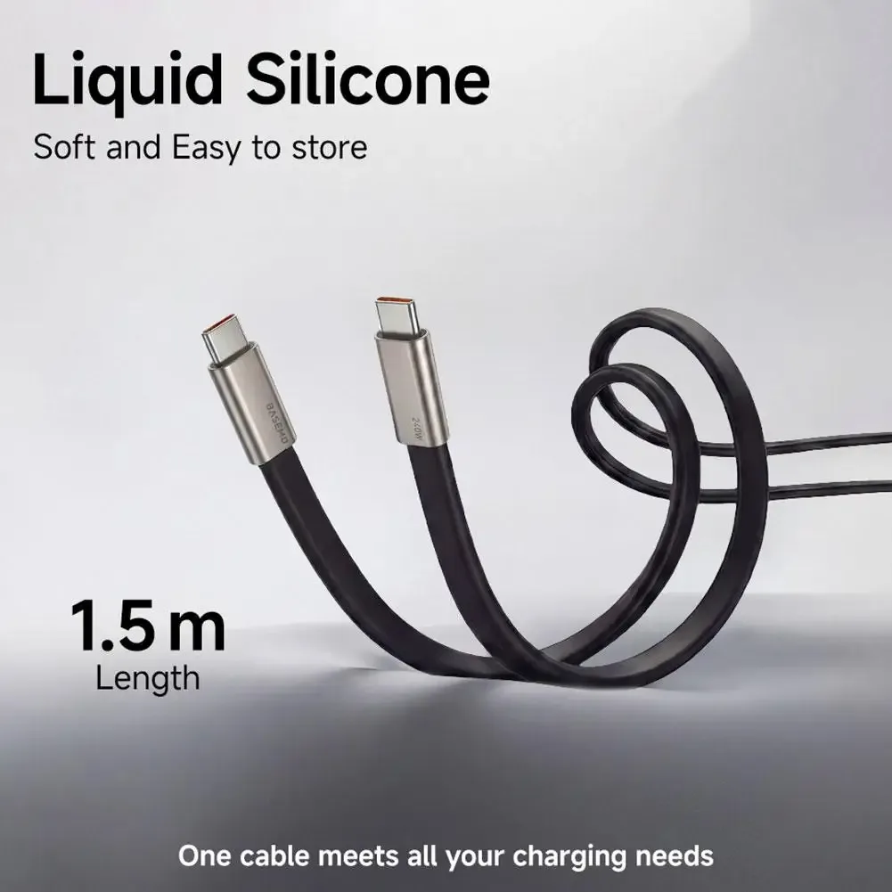 Câble USB-C vers USB-C 240W en silicone liquide avec support de téléphone pliable en métal - Image 6