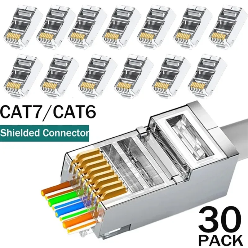 Connecteurs RJ45 Blindés Cat7/Cat6/Cat5 - Fiches 8P8C Plaquées Or - Image 1