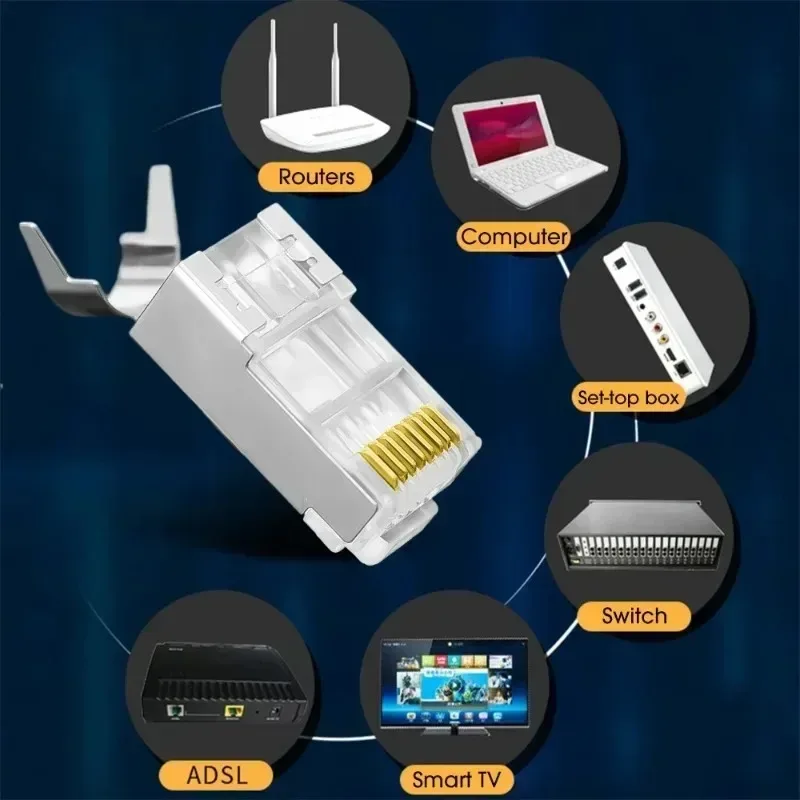 Connecteurs RJ45 Blindés Cat7/Cat6/Cat5 - Fiches 8P8C Plaquées Or - Image 6
