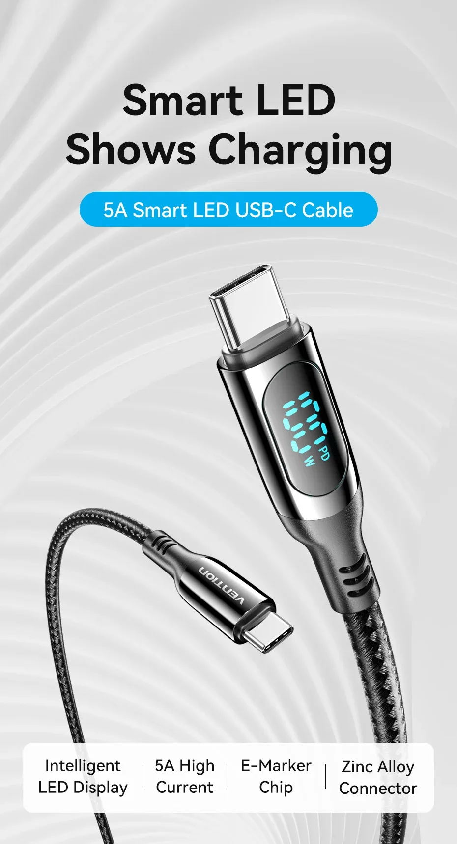 Câble USB-C Vention LED