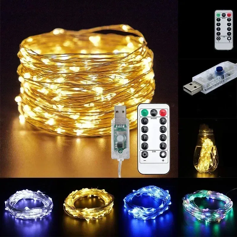 Guirlande lumineuse LED USB avec télécommande et 8 modes d'éclairage (5m à 30m) - Image 4