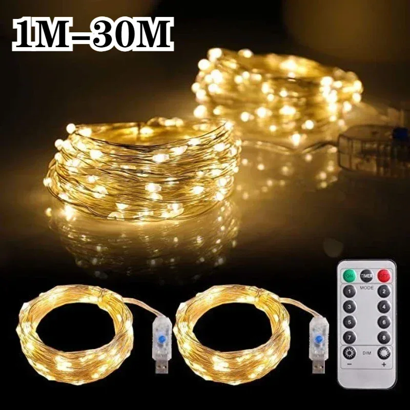 Guirlande lumineuse LED USB avec télécommande et 8 modes d'éclairage (5m à 30m) - Image 1