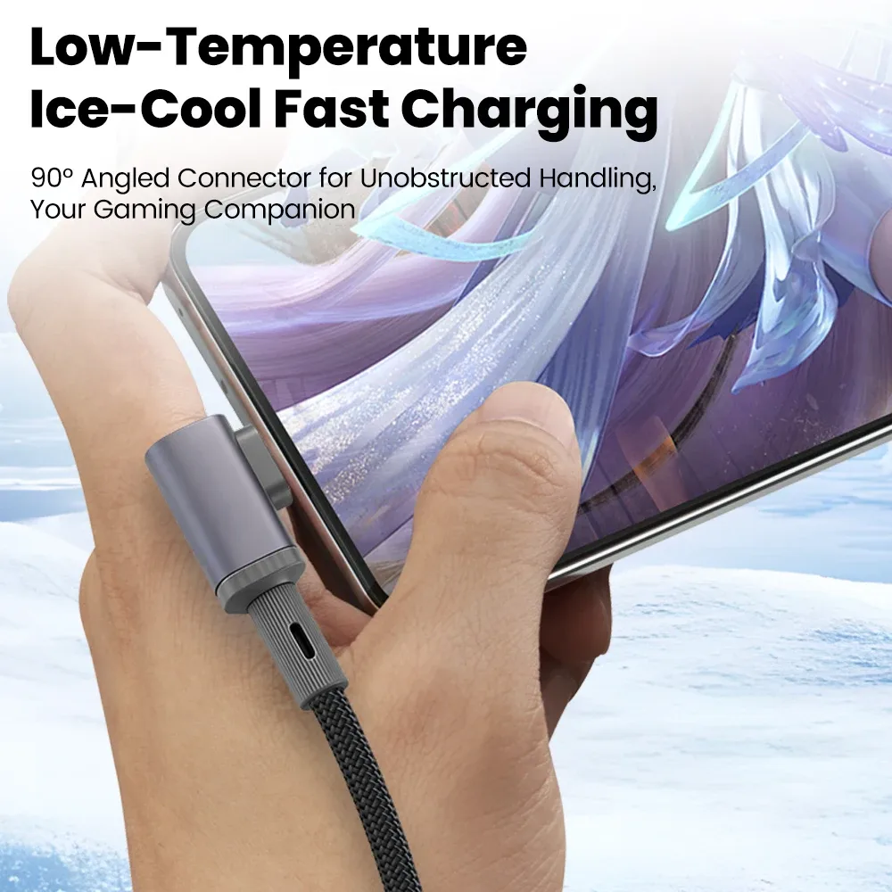 Câble USB-A vers USB-C court et coudé à charge rapide 66W - Image 5