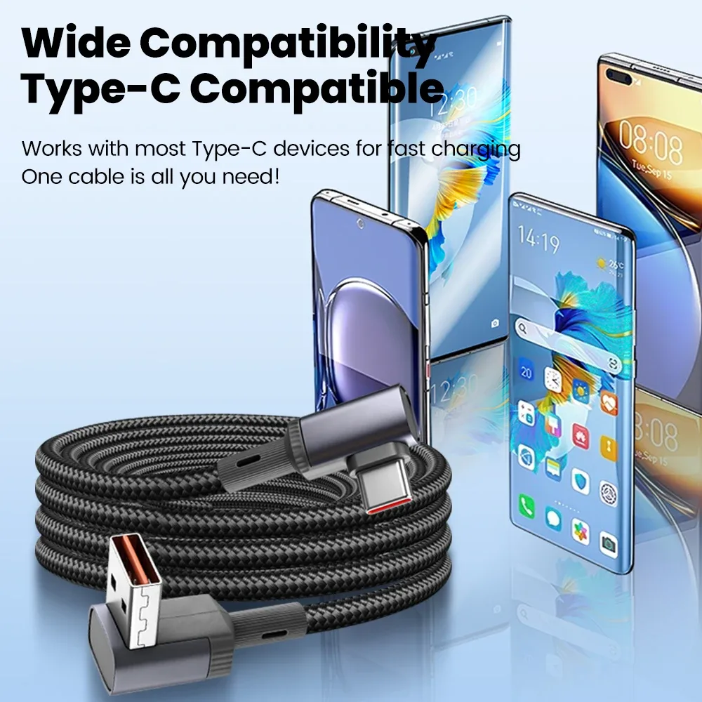 Câble USB-A vers USB-C court et coudé à charge rapide 66W - Image 6