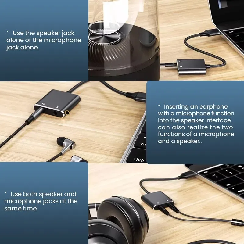 Adaptateur Carte Son USB Externe avec Câble Tressé, Jack 3,5 mm pour Casque et Micro - Image 2
