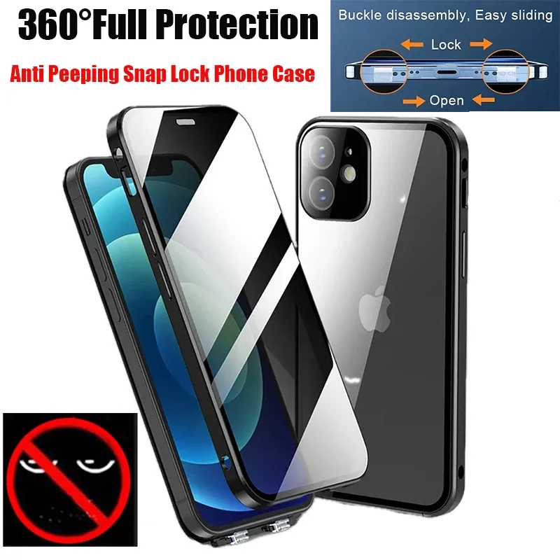 Coque Magnétique 360° Intégrale Anti-Espion pour iPhone 12, 13, 14, 15 et 16 Pro Max - Image 1