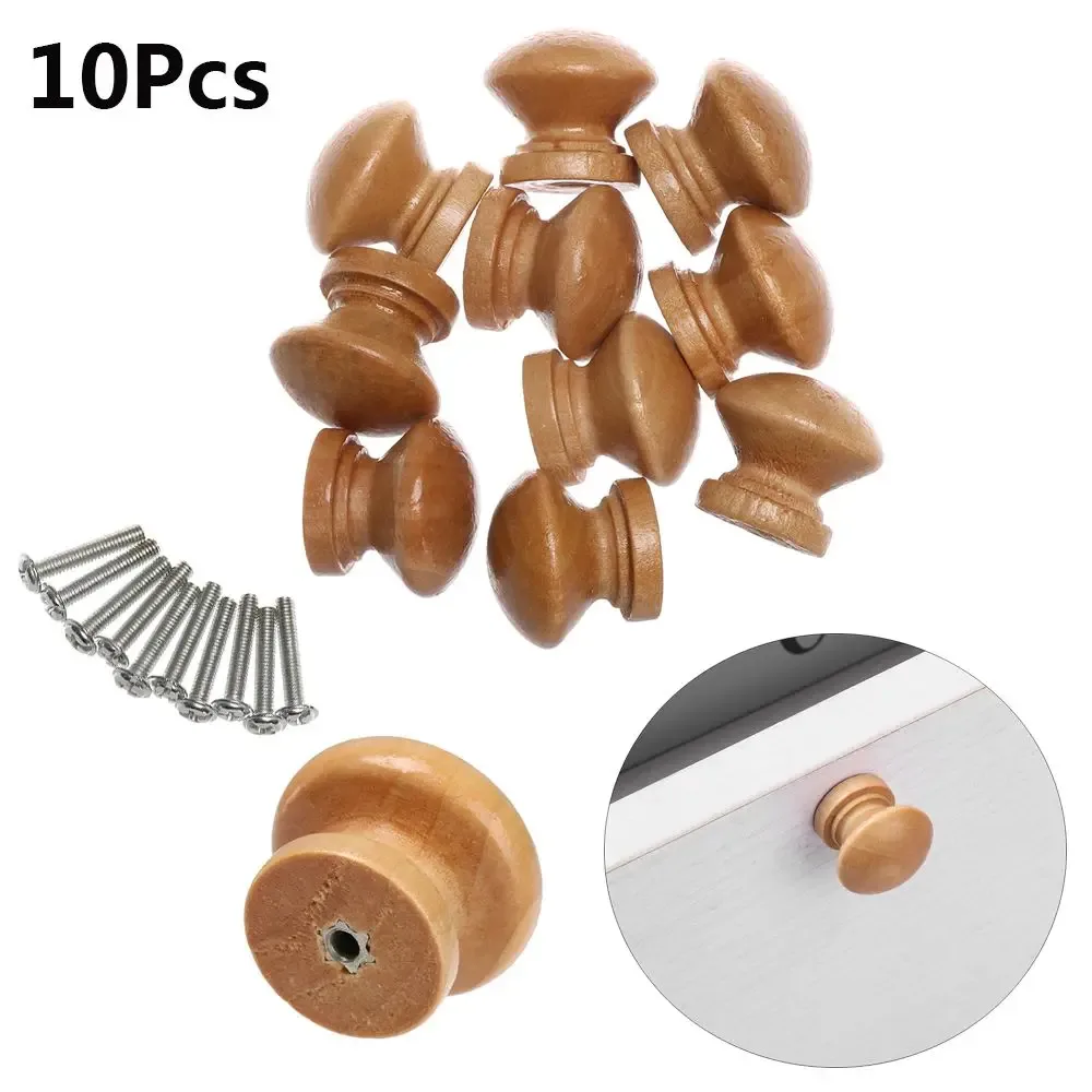 Lot de 10 boutons de meuble en bois naturel - Forme ronde - Image 6