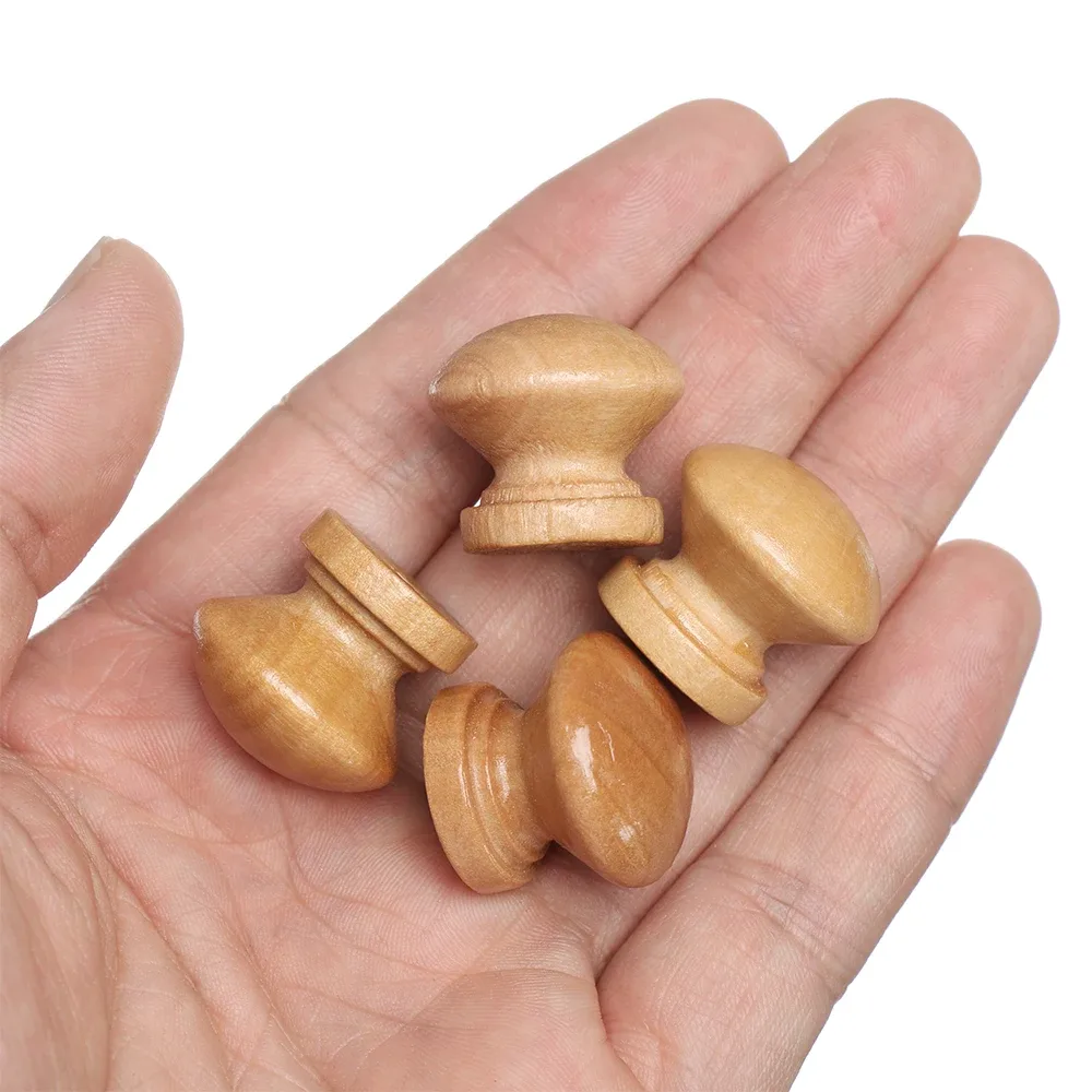 Lot de 10 boutons de meuble en bois naturel - Forme ronde - Image 2