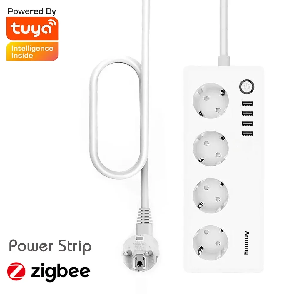 Multiprise connectée Zigbee Arumny - 1,8 m - 16A - Compatible Alexa et Google Assistant - Image 1