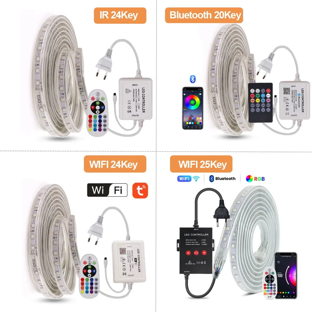 Ruban LED RGB 5050 220V Haute Luminosité - Étanche IP67 avec Télécommande - Image 5
