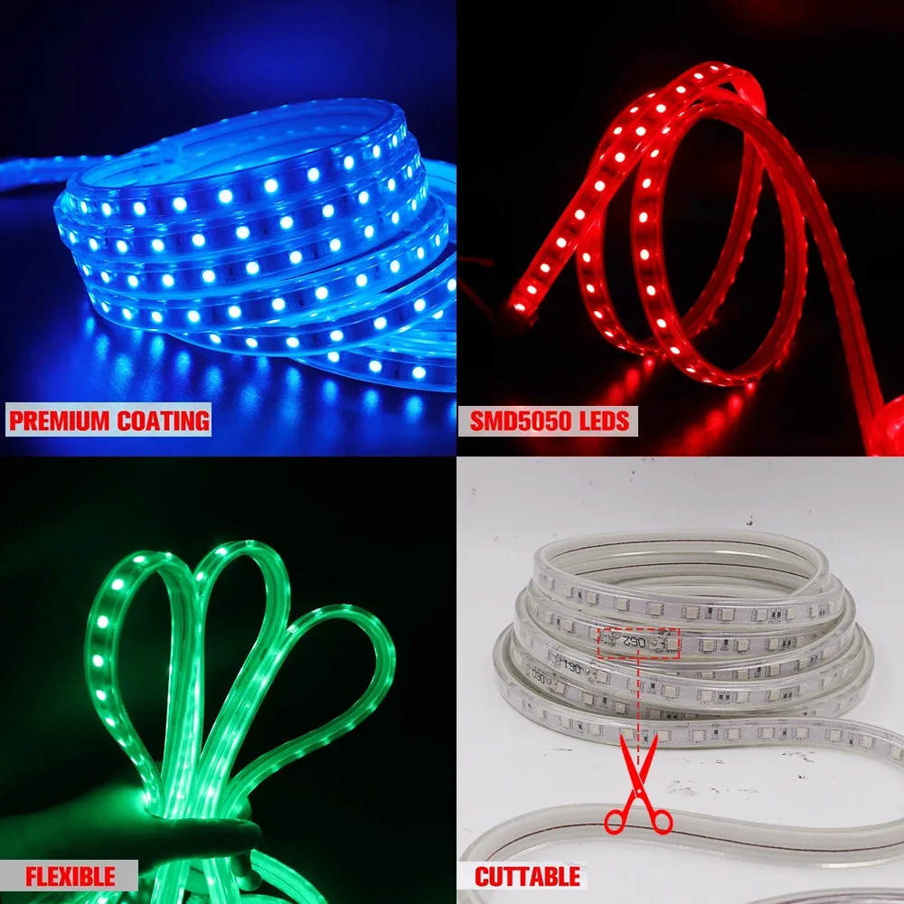 Ruban LED RGB 5050 220V Haute Luminosité - Étanche IP67 avec Télécommande - Image 4