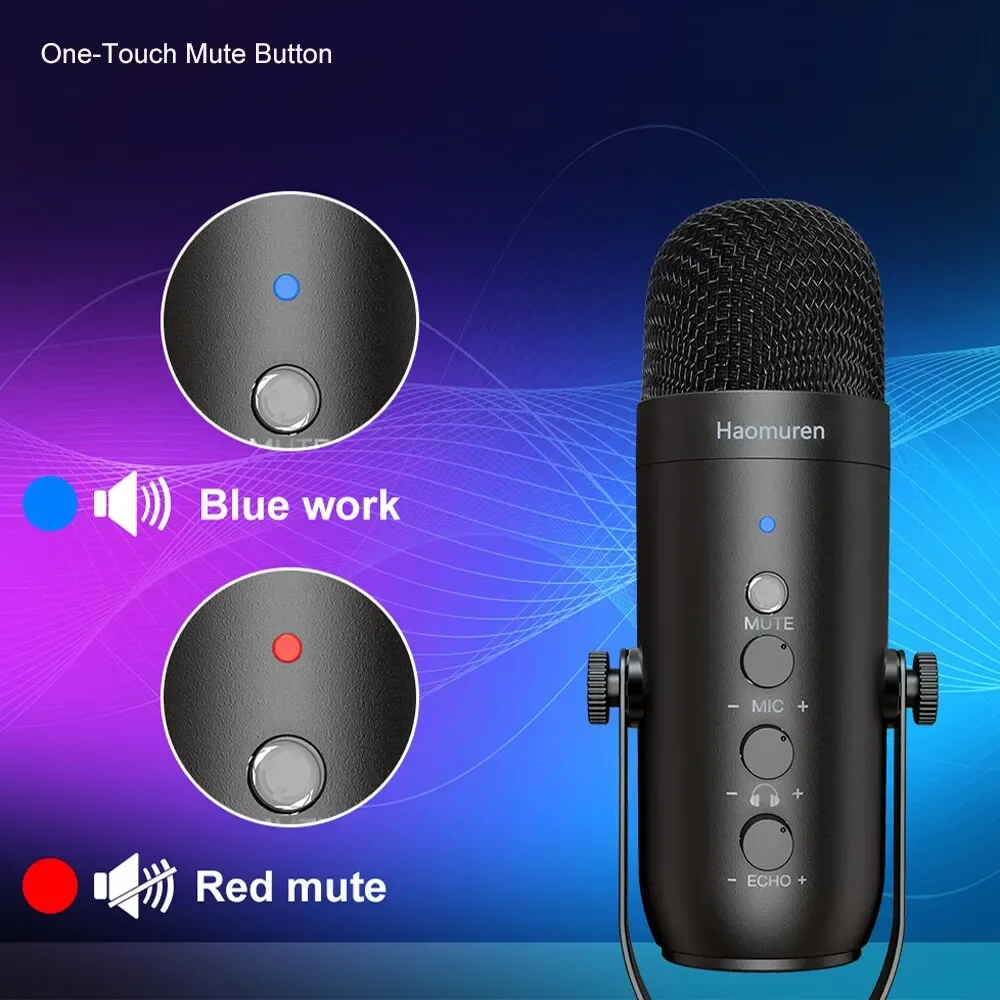 Kit microphone professionnel USB à condensateur cardioïde Haomuren avec bras articulé pour studio et podcast - Image 4