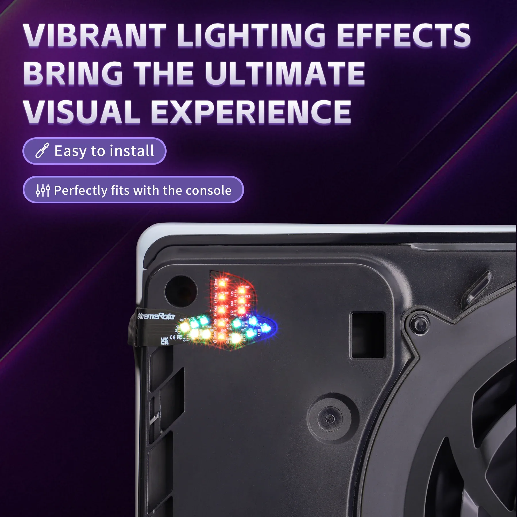 Kit LED eXtremeRate pour Console PS5 Slim/Pro - Logo RVB 7 Couleurs et 40 Effets - Image 4