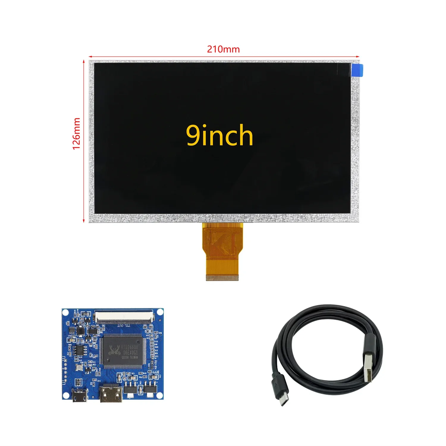 Écran LCD 9 pouces 1024x600 avec carte contrôleur Mini HDMI pour Raspberry Pi, LattePanda et Banana Pi - Image 1