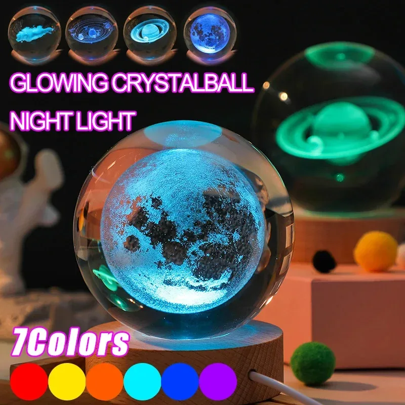 Veilleuse Boule de Cristal 3D - Design Galaxie RGB - Image 4