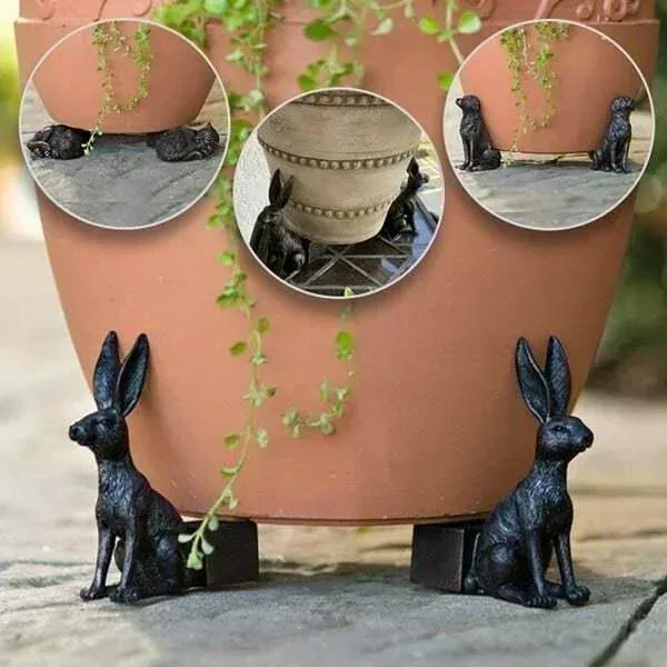 Support pot de fleurs animalier