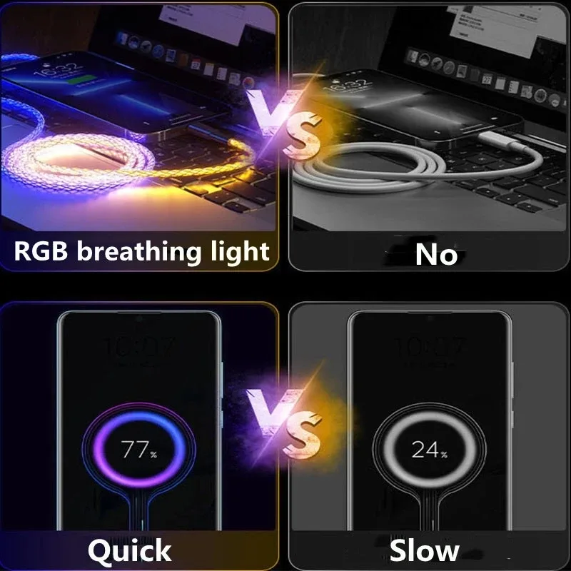 Câble de charge rapide lumineux LED universel (USB-C, Micro-USB, Lightning) - Image 6