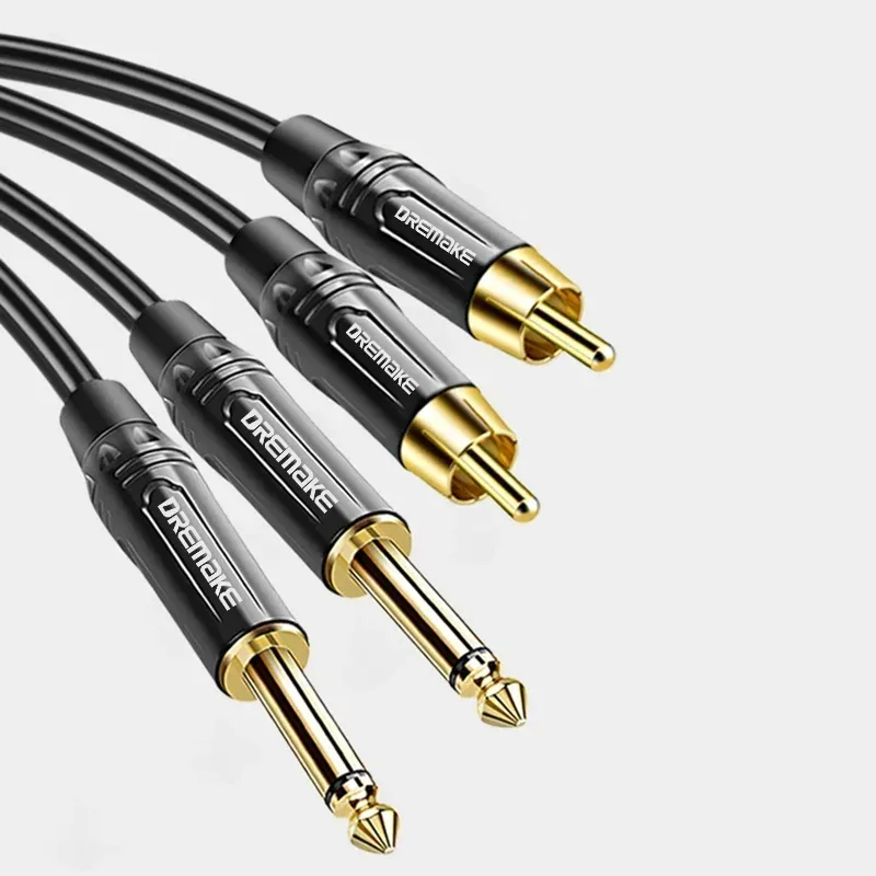 Câble Audio 2 RCA vers Jack 6,35 mm TS Mâle-Mâle pour Table de Mixage et Amplificateur - Image 2