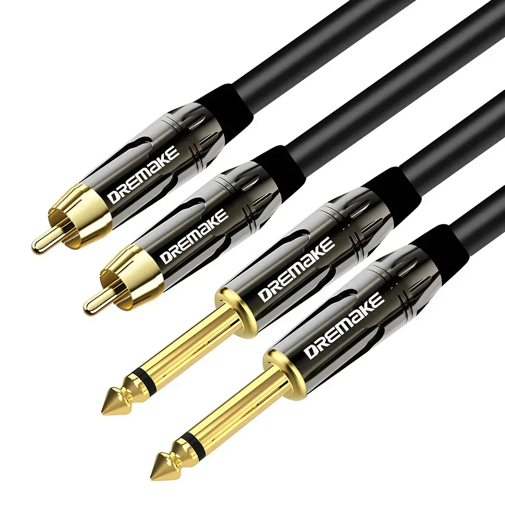 Câble Audio 2 RCA vers Jack 6,35 mm TS Mâle-Mâle pour Table de Mixage et Amplificateur - Image 1