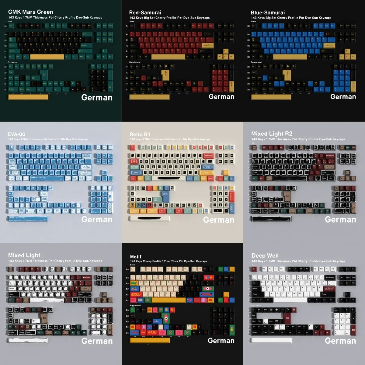 Set de touches PBT Profil Cherry - Disposition ISO-DE - Image 1
