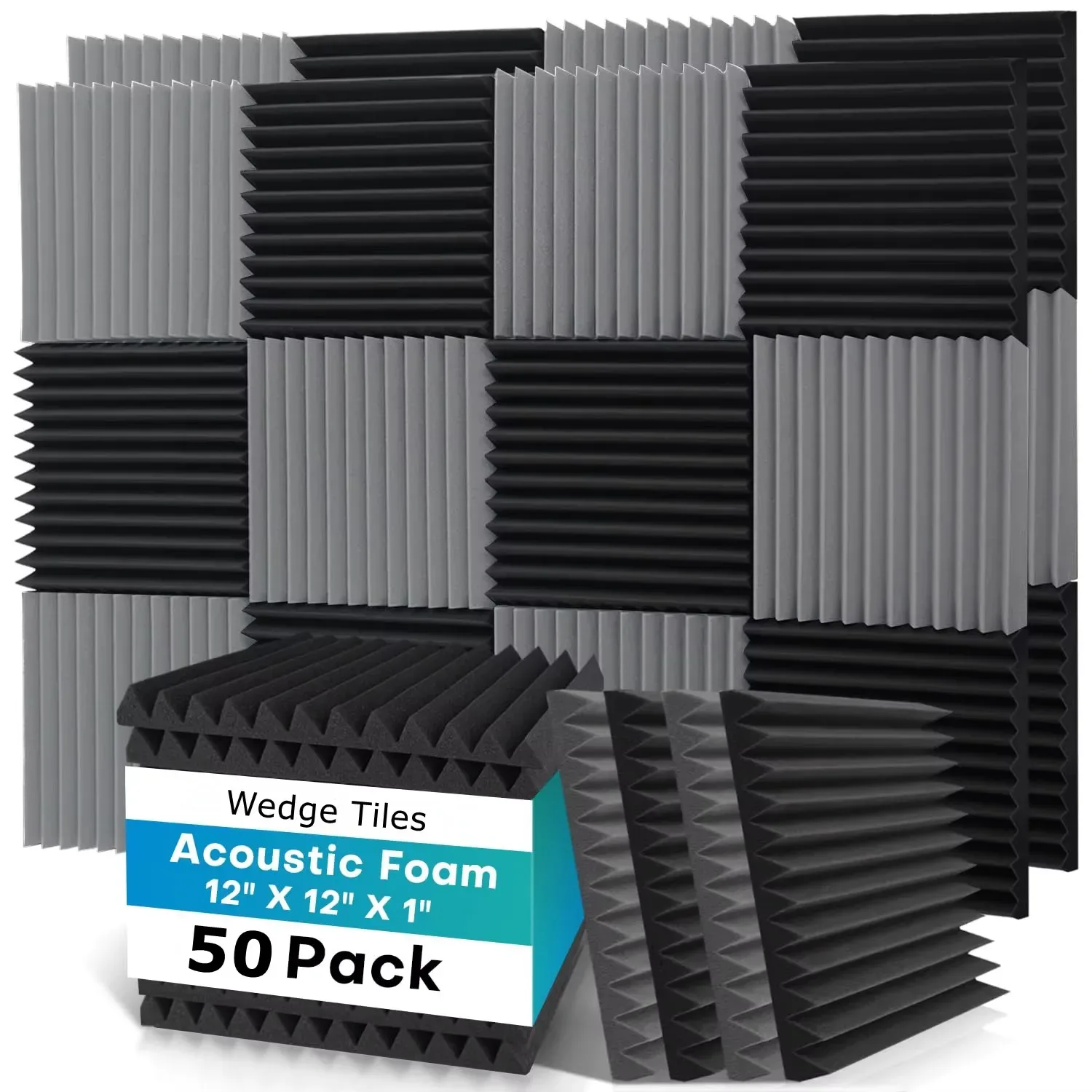 Lot de 50 Panneaux en Mousse Acoustique 30 x 30 x 2,5 cm - Isolation Phonique pour Studio - Image 1