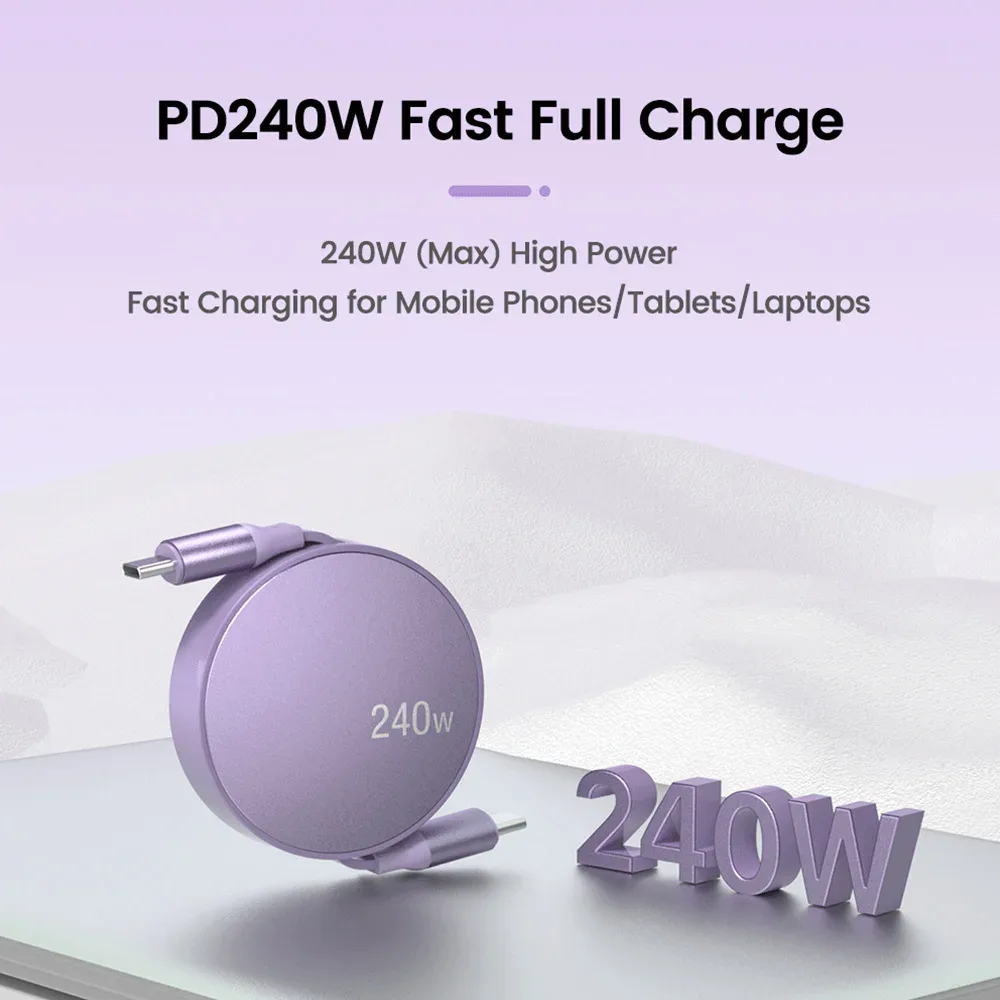 Câble USB-C vers USB-C rétractable de charge rapide 240W PD - Image 2