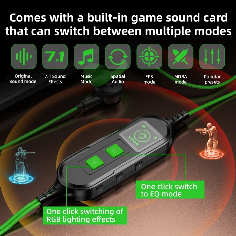 Écouteurs Gaming PIVA S6 Pro USB-C : Son Surround 7.1, Charge Rapide PD 27W, Carte Son Intégrée et Application de Contrôle - Image 3