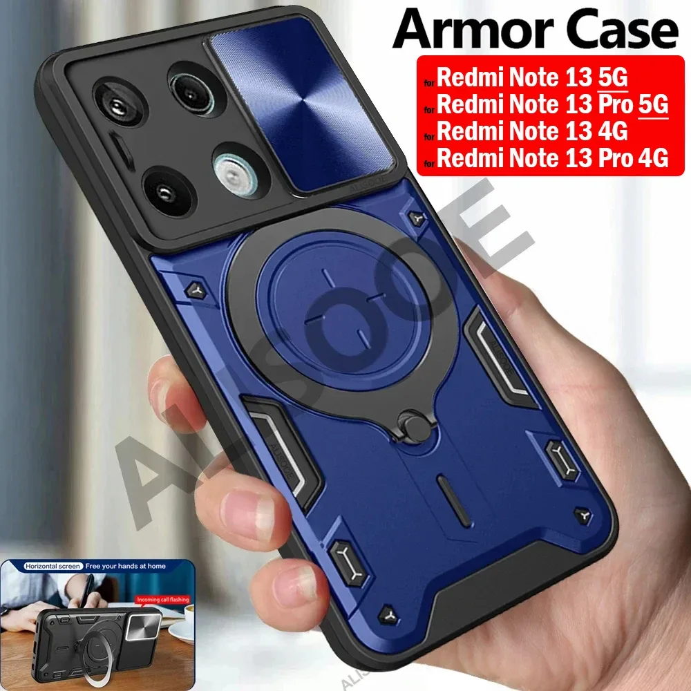 Coque de Protection avec Cache Caméra Coulissant et Anneau Support pour Xiaomi Redmi Note 13 / 13 Pro / 13 Pro Plus 5G - Image 3