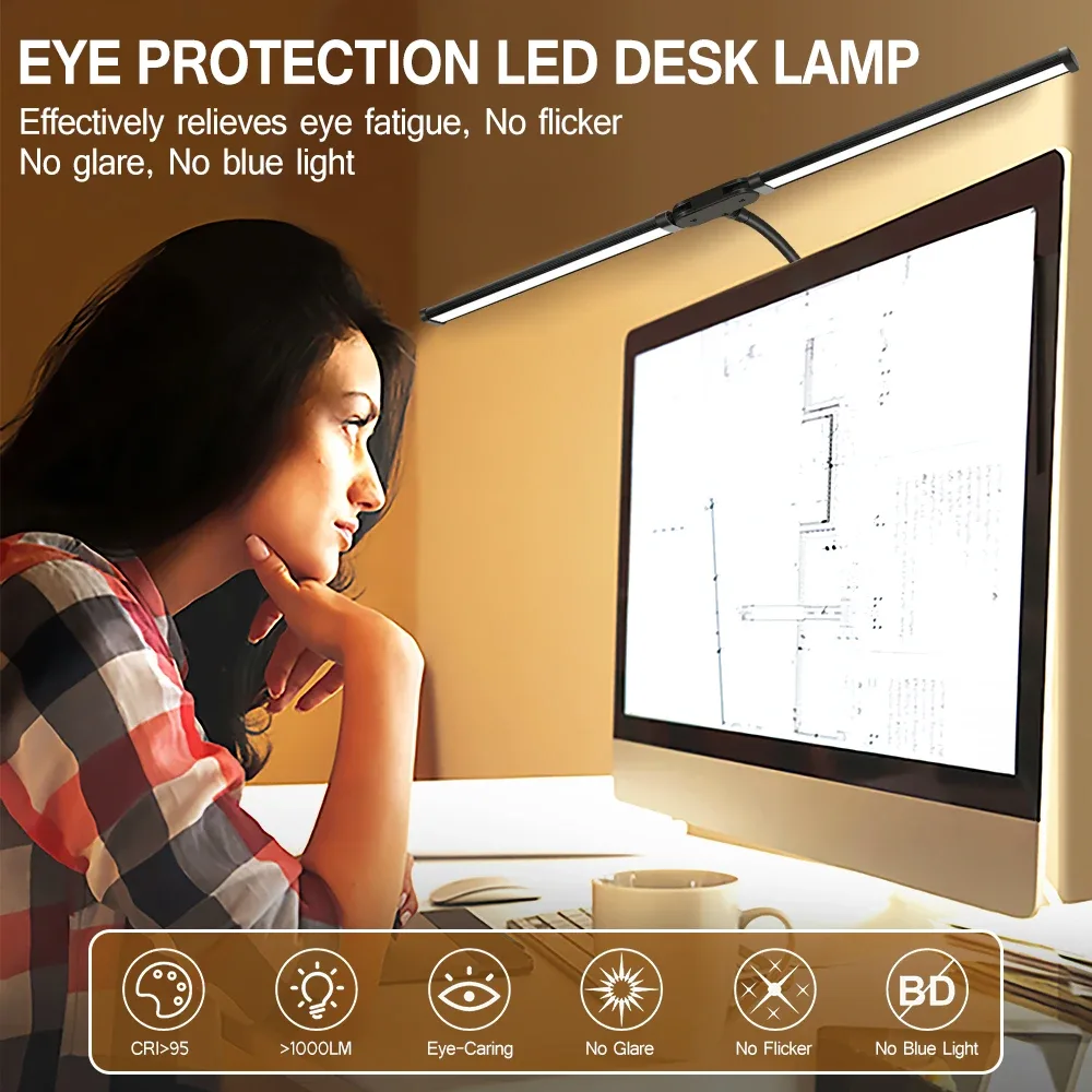 Lampe de bureau LED à double tête avec pince, bras articulé et intensité réglable - Image 4