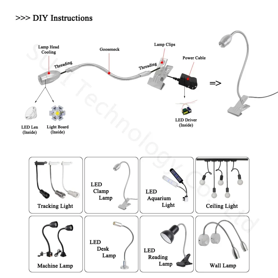 Lampe LED flexible pour machine-outil avec col de cygne en métal (Ø 6 mm / 8 mm) - Image 5