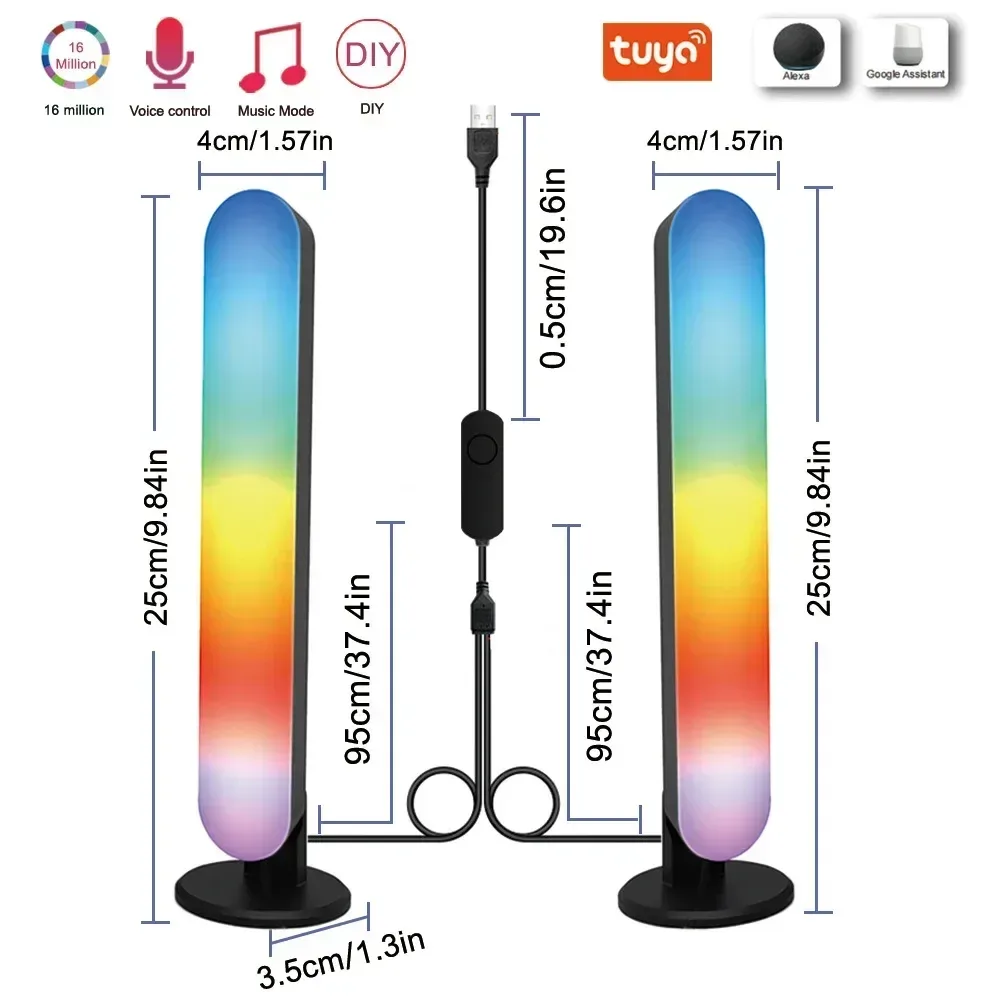 Barre lumineuse LED RGB intelligente WiFi Tuya avec synchronisation musicale et capteur de mouvement 4