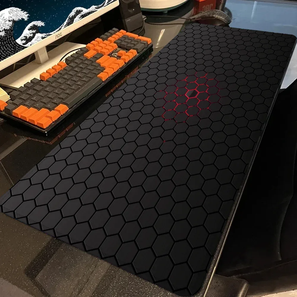 Tapis de bureau XXL design géométrique pour clavier et souris - Image 1