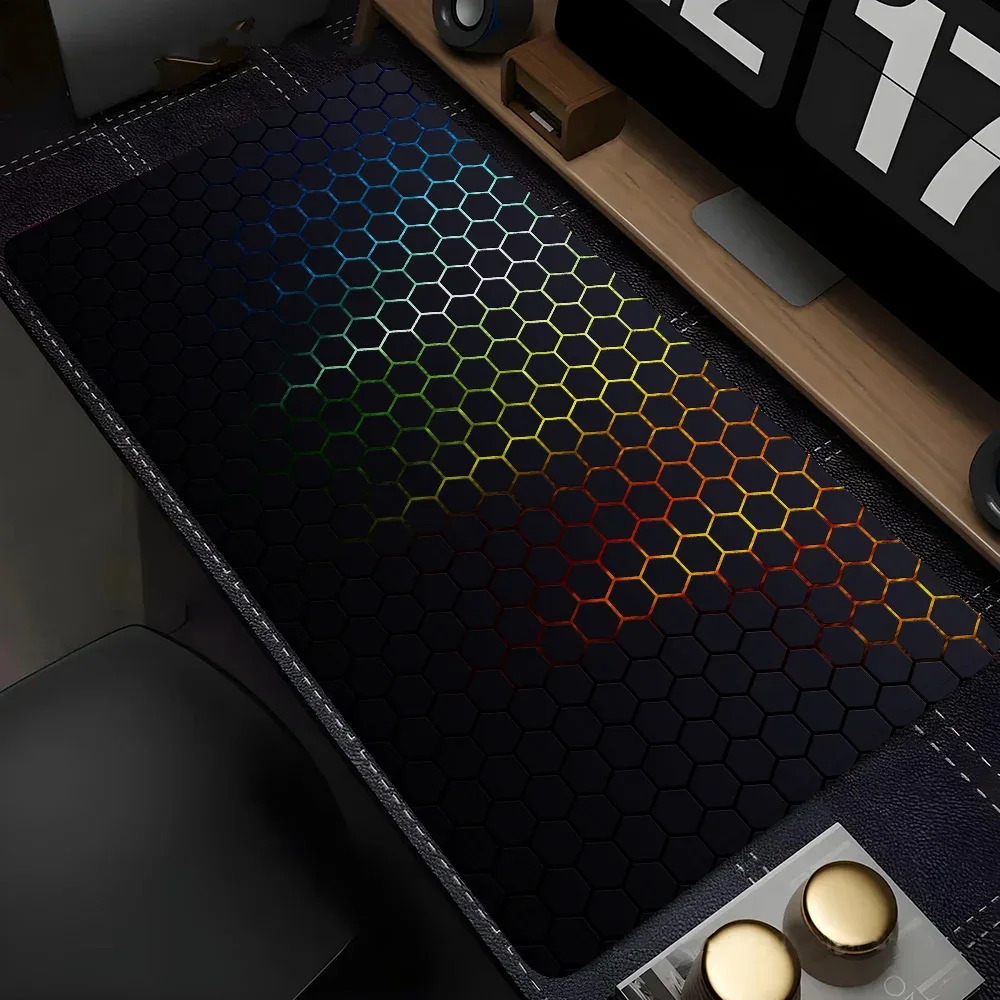 Tapis de bureau XXL design géométrique pour clavier et souris 22