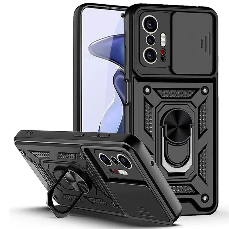 Coque Antichoc avec Cache-Caméra Coulissant et Support Magnétique pour Xiaomi Mi 11T / 11T Pro / 11 Lite / 12 Lite - Image 1