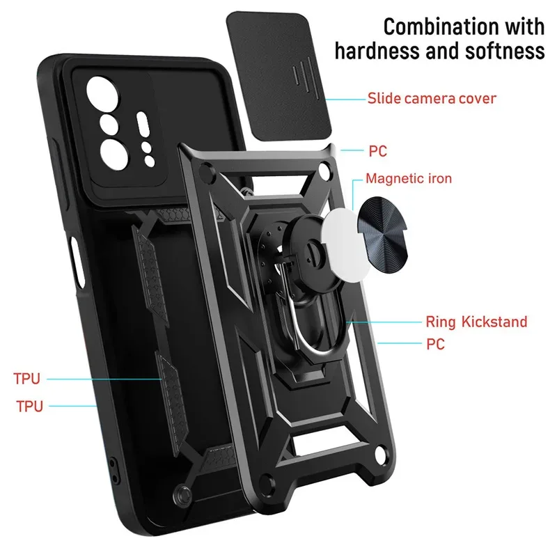 Coque Antichoc avec Cache-Caméra Coulissant et Support Magnétique pour Xiaomi Mi 11T / 11T Pro / 11 Lite / 12 Lite - Image 3