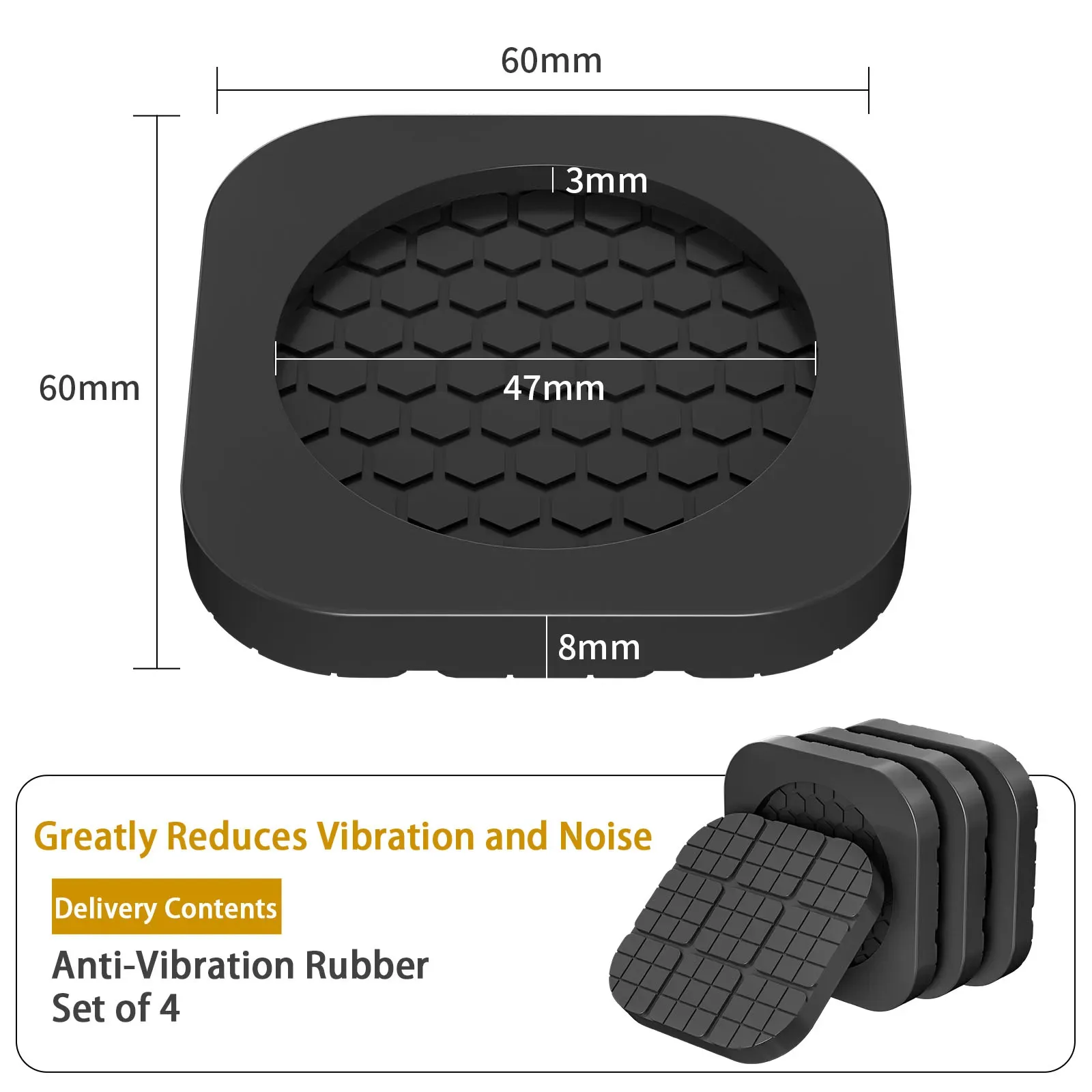 Lot de 4 patins antivibrations universels en caoutchouc pour lave-linge et meubles 6