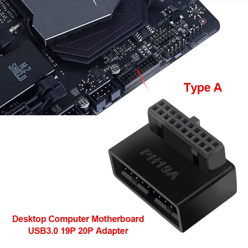 Adaptateur USB 3.0 Interne 19/20 Broches pour Carte Mère - Coude à 90° - Image 3