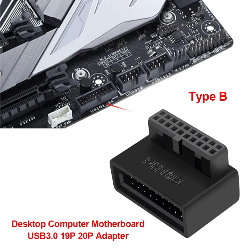Adaptateur USB 3.0 Interne 19/20 Broches pour Carte Mère - Coude à 90° - Image 1