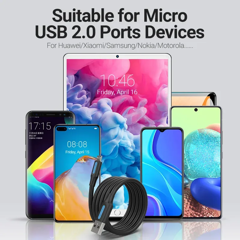 Vention - Câble Micro USB / USB-C 3A en nylon tressé - Charge rapide et transfert de données - Image 6