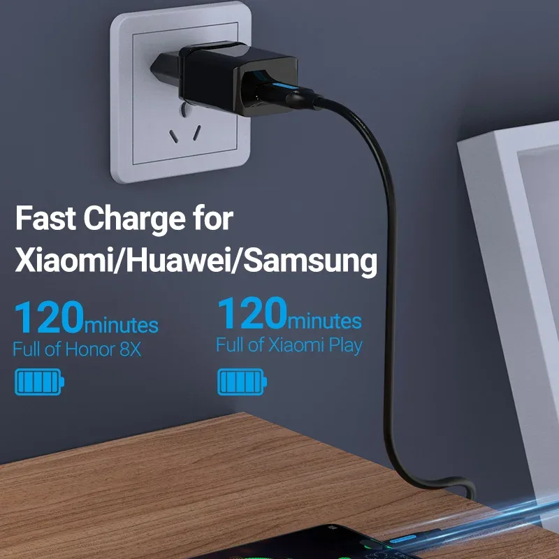 Vention - Câble Micro USB / USB-C 3A en nylon tressé - Charge rapide et transfert de données - Image 3