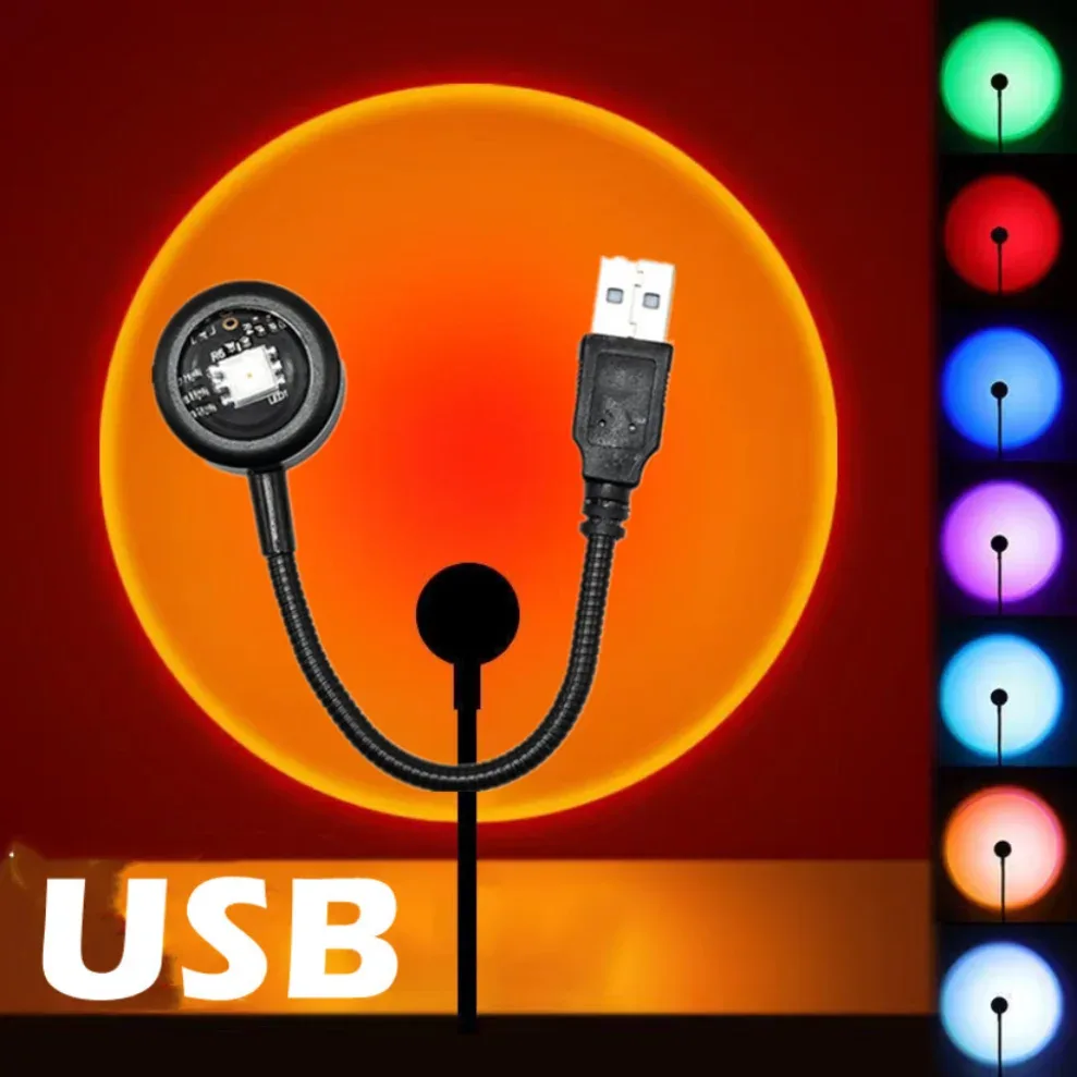 Lampe Projecteur LED Coucher de Soleil et Arc-en-ciel USB - Image 1