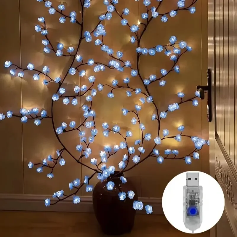 Guirlande lumineuse 96 LED - Branche de fleurs de cerisier - 8 modes - Alimentation USB - Image 1
