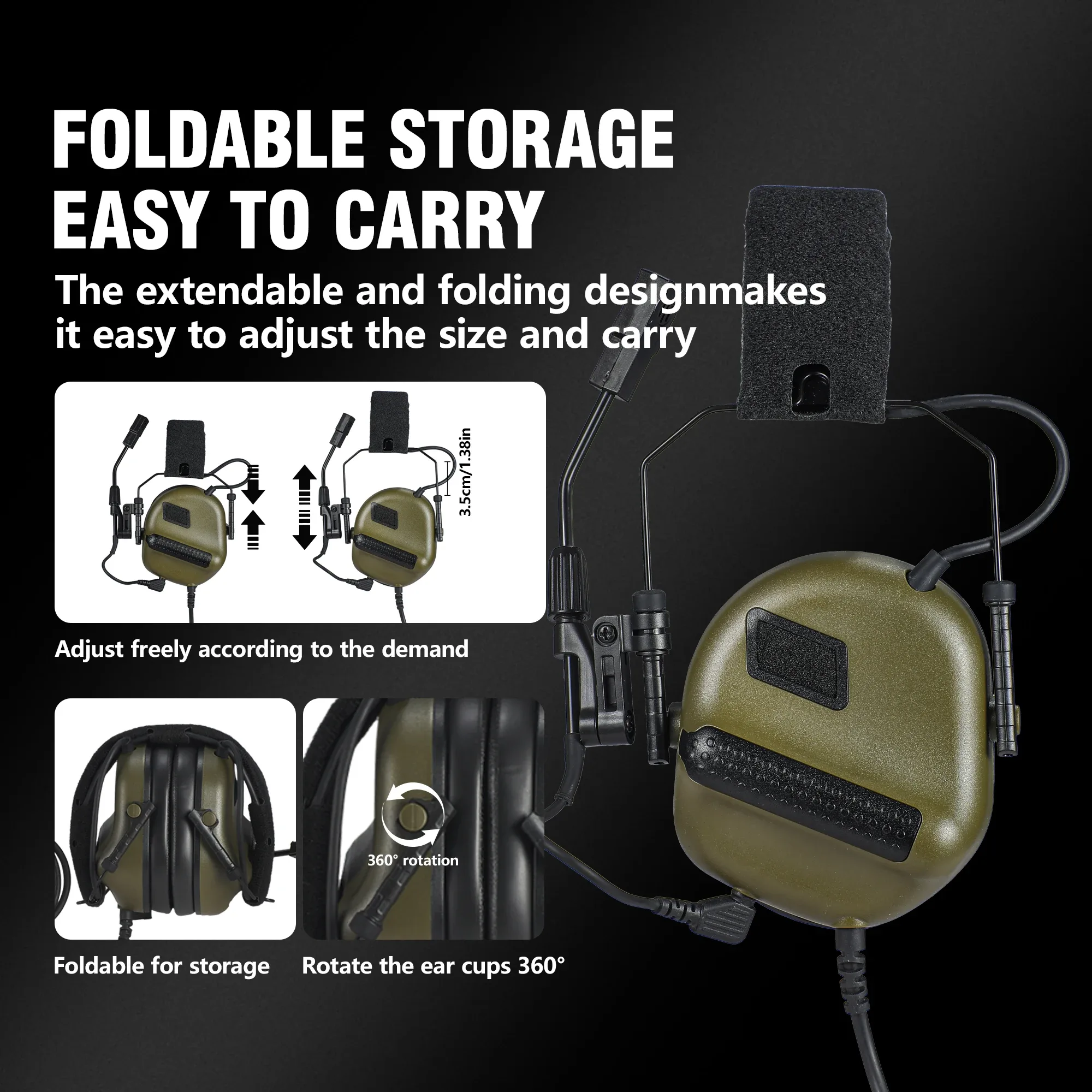 Casque antibruit tactique ARM NEXT F10 avec micro et réduction active du bruit - Image 4