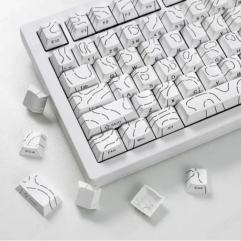 Set de Keycaps PBT Blanc (97 Touches) - Profil Contour 4.0, Légendes Latérales Translucides - Compatible F75 et GMK87 - Image 2
