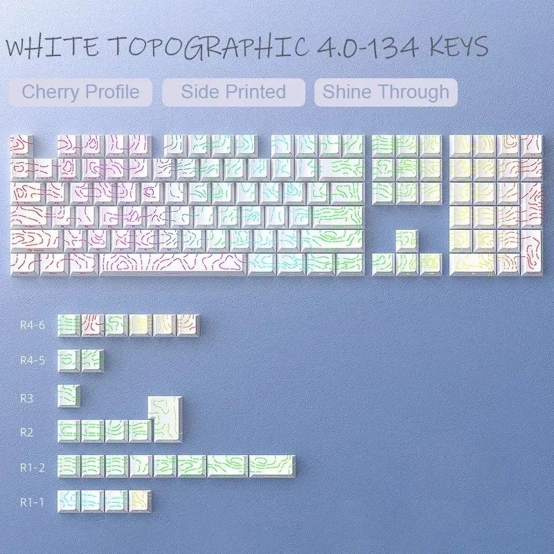 Set de Keycaps PBT Blanc (97 Touches) - Profil Contour 4.0, Légendes Latérales Translucides - Compatible F75 et GMK87 - Image 6