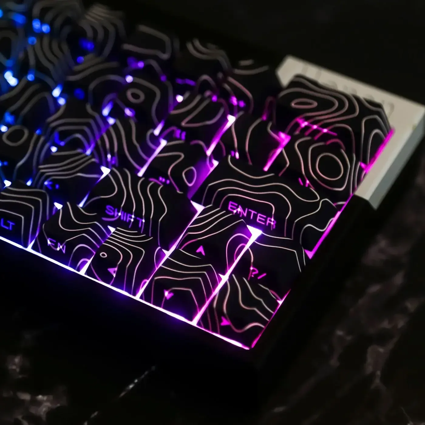 Set de Keycaps PBT Blanc (97 Touches) - Profil Contour 4.0, Légendes Latérales Translucides - Compatible F75 et GMK87 - Image 1