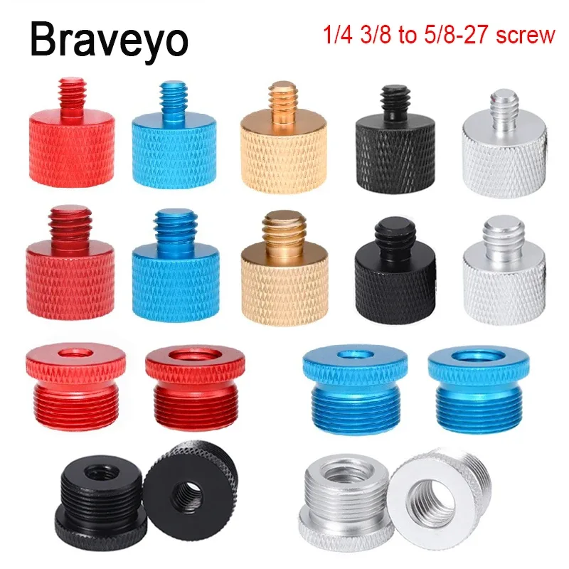 Adaptateur de filetage 1/4" et 3/8" vers 5/8"-27 pour microphone en alliage d'aluminium - Image 1